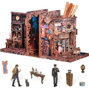 Cutefun Book Nook Kit, DIY 3D Wooden Puzzles for Adults and Teens, Bookends Decorative for Shelves Book Nook Kits for Adults, Christmas Bookshelf Decor Gifts for Family (Farewell to The Night)