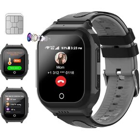 Wonlex Newest 4G Kids Smartwatch with SIM Card, 1.4" GPS Smart Watch for Kids, Boys Girls Phone Watch With Temperature HR BP Monitor, Video Calls, SOS, Camera, Pedometer, Alarm, Music Player