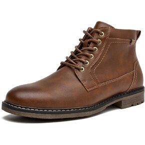 Men's Chukka Boots Casual Dress Boots Zipper Motorcycle Combat Boots Waterproof Ankle Boots Lace Up Fashion Leather Boots
