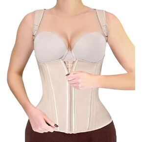 Waist Trainer for Women,Corset with Zipper and Hook Tummy Control Girdle Hourglass Shapewear,Adjustable Shoulder Strap