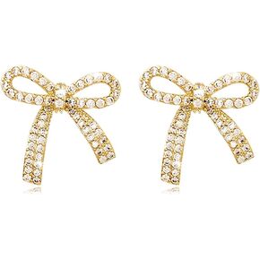 Bow Earrings for Women Trendy Sparkly Rhinestone Chain Tassel Earrings Bow Pearl Dangle Earrings Prom Wedding Party Dress Jewerly Gifts