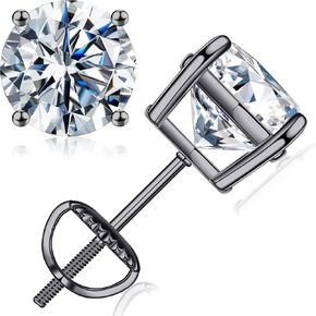 SMILEST 0.2-4ct Moissanite Screw Back Earrings, D Color VVS1 Clarity Lab Created Moissanite 18K White Yellow Rose Gold Ruthenium Vermeil 925 Sterling Silver Round Moissanite Earrings for Women Men