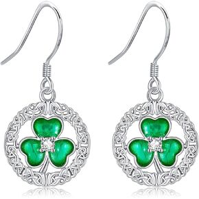Clover Earrings For Women 925 Sterling Silver Fashion Three Leaf Clover Dangle Earrings Good Luck Clover Jewelry With Gifts Box