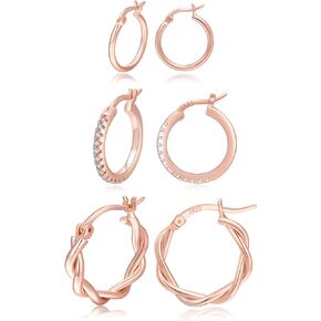 PABBEU Gold Hoop Earrings for Women Sterling Silver Post Small Gold Hoop Earrings 14k Real Gold Tiny Hypoallergenic Small Hoop Earrings Set for Women Men 13/15 /20mm