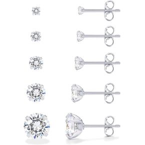 PAVOI 14K Gold Plated Five Pairs Stainless Steel Stud Earrings Set for Women | Hypoallergenic 5 Earrings Pack | Premium Cubic Zirconia Studs