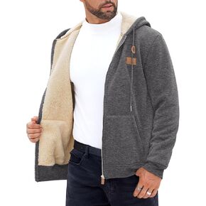 Men's Fleece Lined Zip Up Hoodies Heavyweight Sherpa Jackets (S-XXL)