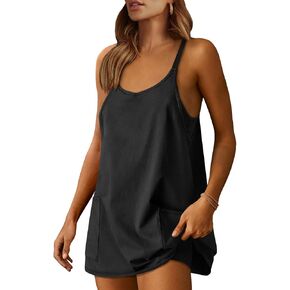 Prinbara Women 2024 Summer Mini Romper Dress Tennis Athletic Shorts Sundress Built in Shapewear Casual Workout Trendy Outfits