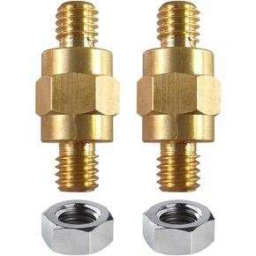 3/8"-16 Brass Stud Side Post Battery Terminal Bolt, Ampper Standard Battery Side Post Extender Stud Compatible with GM Post, Pack of 2
