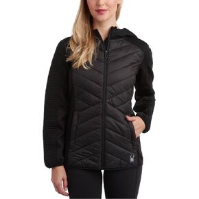Spyder Women's Puffer Jacket - Mixed Fleece Insulated Winter Coat with Taffeta Panels- Quilted Hooded Jacket for Women (S-XL)