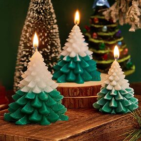 3 Different Sizes Christmas Tree Shaped Candle Christmas Tree Scented Candles Tree Shaped Candle for Home Candles Gift for Christmas Party Holiday New Year Decoration