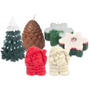 6 Pcs Large Christmas Candles Santa Claus Scented Candles White Tea Lights Candles Christmas Tree Pine Cone Snowflake Candles Gifts for Christmas Party Decor Home Table Holiday New Year Decorations