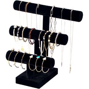 T Bar Bracelet Display Stand,Bracelet Organizer,Bracelet Holder,Jewelry Display Stand, Necklace Bangle Scrunchie Watch Organizer,3 tier, Black