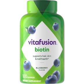 vitafusion Extra Strength Biotin Gummy Vitamins, Berry Flavored, 5,000 mcg Biotin Vitamins, America’s Number 1 Gummy Vitamin Brand, 50 Day Supply, 100 Count (Packaging may vary)
