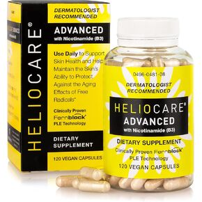 Heliocare Advanced Niacin B3 Supplement: Fernblock PLE Extract 240mg Per Serving - Supports Skin Cell Health W/Antioxidant Rich Vitamin B3 Niacin 500 mg - 120 Vegan Capsules