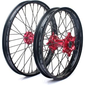 TOFR 21 "19" الجبهة الخلفية مجموعة عجلات كاملة الحافات المتحدث محاور حمراء لهوندا CRF250R CRF450R 04-12 CRF250X CRF450X 04-17