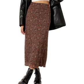 Avanova Women Ditsy Floral Bohemian Mesh Midi Skirt Elastic High Waisted Flowy Summer Long Skirt