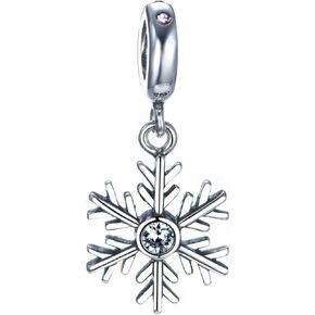 GW Charms for Bracelets 925 Sterling Silver Beads Charms Bead for Women Bracelets Necklace Zircon Pendant for Bracelet Necklace Jewelry (Silver snowflake)
