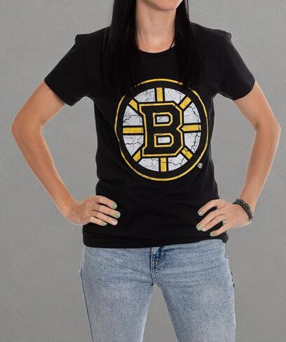 Calhoun NHL Surf & Skate Women's Distressed Print Fitted Crew Neck Premium T-Shirt in Saudi Arabia