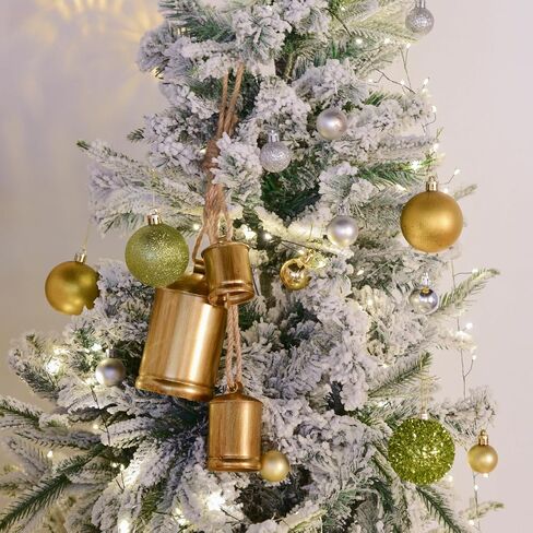 Christmas Bells, Vuskly Gold Bells Metal Hanging Bells with Jute Hanging Rope,Gold Bells for Christmas Decorations Perfect for Christmas Tree Wearth Door Decoration,4",6",8" H,Gold in Kuwait