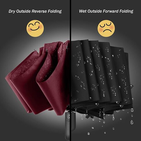 Travel Inverted Umbrella Compact Windproof- Automatic reverse Umbrellas for Rain - Folding Portable 48inch Span, 10 Ribs Large Umbrella in Saudi Arabia