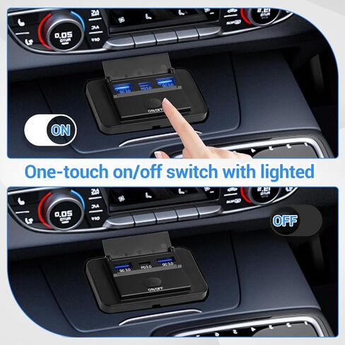 2 حزمة من 3 منافذ RV USB مع غطاء، 12 فولت/24 فولت لوحة شاحن مقبس USB للسيارة مع مفتاح PD3.0 نوع C وشحن سريع مزدوج QC3.0 USB للسيارات والشاحنات والقوارب والشاحنات والحافلات in Saudi Arabia