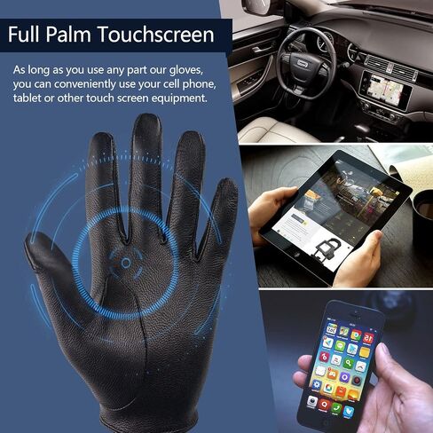 GSG Men Geniune Leather Gloves Sheepskin Black Driving Cycling Touchscreen Motorcycle Unlined Gloves in Kuwait