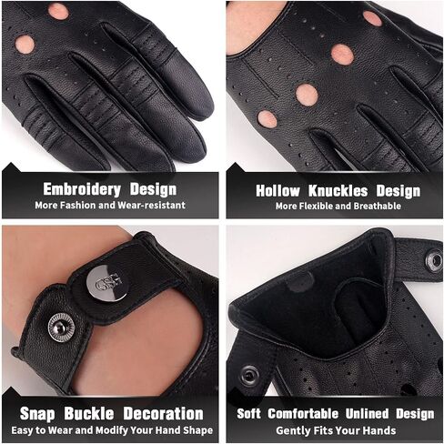 GSG Men Geniune Leather Gloves Sheepskin Black Driving Cycling Touchscreen Motorcycle Unlined Gloves in Kuwait