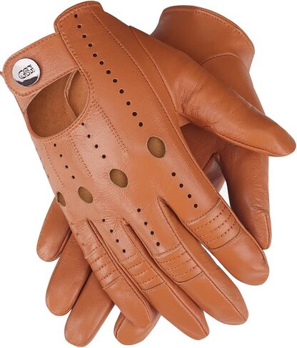 GSG Men Geniune Leather Gloves Sheepskin Black Driving Cycling Touchscreen Motorcycle Unlined Gloves in Kuwait