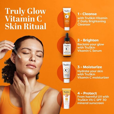 TruSkin Vitamin C Serum – Anti Aging Facial Serum with Vitamin C, Hyaluronic Acid, Vitamin E – Brightening Serum – Even Skin Tone, Improve Appearance of Dark Spots, Fine Lines & Wrinkles, 1 Fl Oz in Saudi Arabia