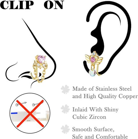11Pcs Fake Nose Ring for Women Non Piercing African Nose Cuffs Faux Clip on Dangling Nose Ring Cuffs Piercing Jewelry Set in Kuwait