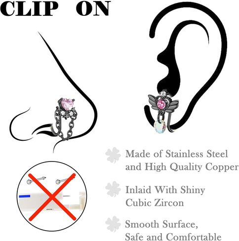 11Pcs Fake Nose Ring for Women Non Piercing African Nose Cuffs Faux Clip on Dangling Nose Ring Cuffs Piercing Jewelry Set in Kuwait