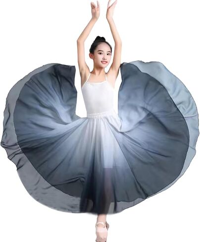 720degrees Girl Chiffon Dress with Gradient Color Ballet Classical Ballroom Dance Long Skirt in Saudi Arabia