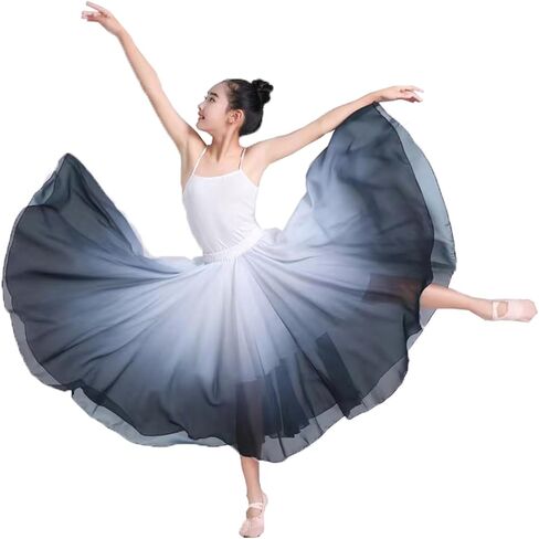 720degrees Girl Chiffon Dress with Gradient Color Ballet Classical Ballroom Dance Long Skirt in Saudi Arabia