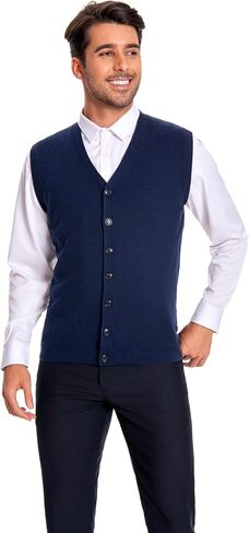 Men's 100% Cashmere V Neck Vest in Kuwait
