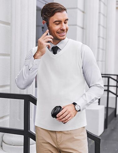 COOFANDY Mens V Neck Sweater Vest 2 Pack Casual Sleeveless Pullover Thermal Shirts Solid Plain Fine Knit Sweater Vests Fleece in Saudi Arabia