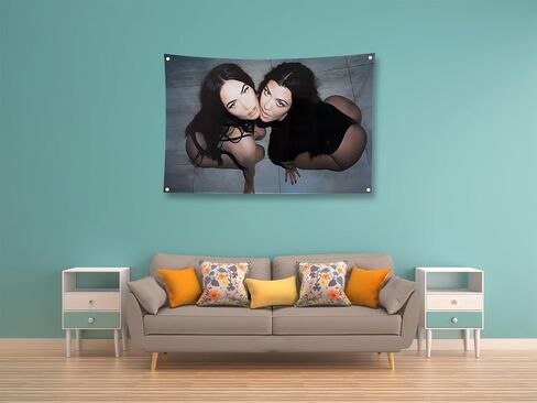 CZBR TIMIBUGER Megan Fox And Kourtney Kardashian Flag 3x5ft With 4 Brass Grommets Megan Fox Flag Funny Tapestry in Saudi Arabia