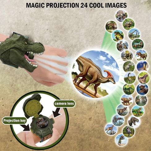 RAYCHY Dinosaur Watch Flashlight Projector Toys Animal Pattern Torch Educational Toys Gift in Saudi Arabia