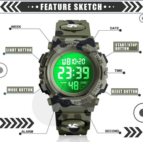 ساعة رياضية رقمية للأطفال مقاومة للماء LED 50M من ATIMO - هدايا للأطفال in Kuwait