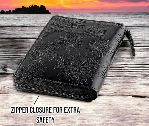 محفظة جواز السفر - حامل مستندات السفر مع خاصية حجب RFID - جلد محبب بالكامل - محفظة بسحاب مدمج ثنائي الطي حول المحفظة مع فتحات لبطاقة الائتمان للنساء والرجال، بني متعثر، 500-30 in Kuwait