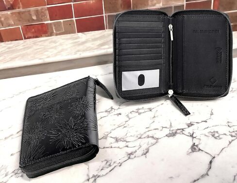 محفظة جواز السفر - حامل مستندات السفر مع خاصية حجب RFID - جلد محبب بالكامل - محفظة بسحاب مدمج ثنائي الطي حول المحفظة مع فتحات لبطاقة الائتمان للنساء والرجال، بني متعثر، 500-30 in Kuwait