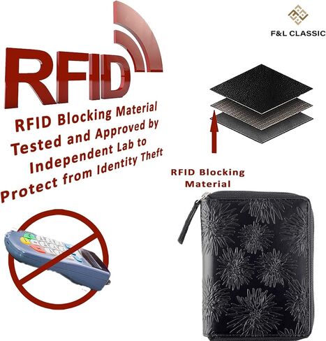 محفظة جواز السفر - حامل مستندات السفر مع خاصية حجب RFID - جلد محبب بالكامل - محفظة بسحاب مدمج ثنائي الطي حول المحفظة مع فتحات لبطاقة الائتمان للنساء والرجال، بني متعثر، 500-30 in Kuwait