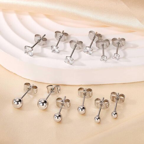 Surgical Steel Earrings Sets for Multiple Piercing Lightweight Small Huggie Hoop Earrings CZ Stud Earrings for Women Trendy Cartilage Hypoallergenic in Saudi Arabia