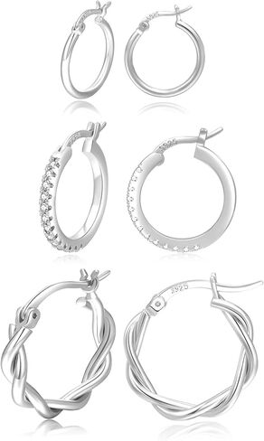 PABBEU Gold Hoop Earrings for Women Sterling Silver Post Small Gold Hoop Earrings 14k Real Gold Tiny Hypoallergenic Small Hoop Earrings Set for Women Men 13/15 /20mm in Kuwait