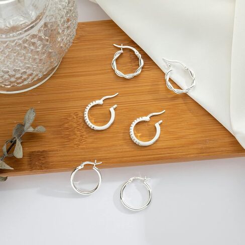 PABBEU Gold Hoop Earrings for Women Sterling Silver Post Small Gold Hoop Earrings 14k Real Gold Tiny Hypoallergenic Small Hoop Earrings Set for Women Men 13/15 /20mm in Kuwait