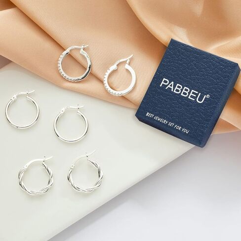 PABBEU Gold Hoop Earrings for Women Sterling Silver Post Small Gold Hoop Earrings 14k Real Gold Tiny Hypoallergenic Small Hoop Earrings Set for Women Men 13/15 /20mm in Kuwait