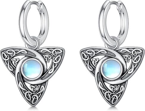 Celtic Knot Earrings Sterling Silver Celtic Knot Artificial Moonstone Hoop Earrings Jewellery Gifts for Women in Saudi Arabia