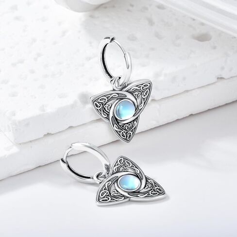 Celtic Knot Earrings Sterling Silver Celtic Knot Artificial Moonstone Hoop Earrings Jewellery Gifts for Women in Saudi Arabia