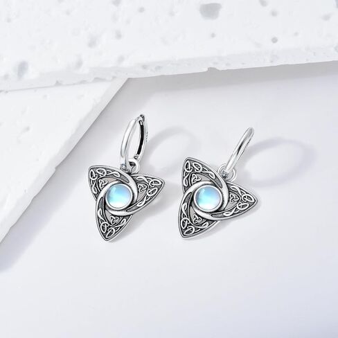 Celtic Knot Earrings Sterling Silver Celtic Knot Artificial Moonstone Hoop Earrings Jewellery Gifts for Women in Saudi Arabia