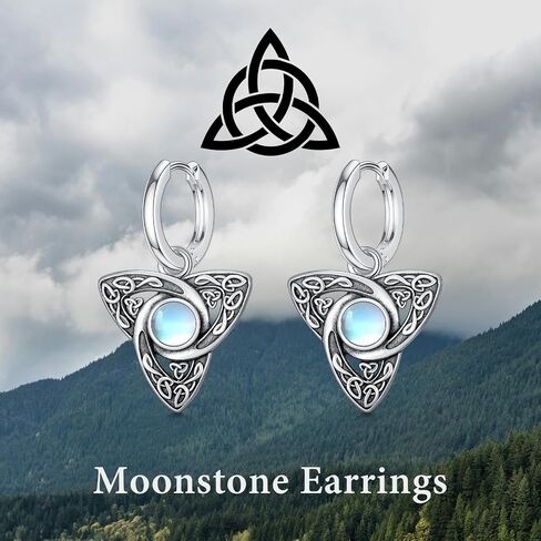 Celtic Knot Earrings Sterling Silver Celtic Knot Artificial Moonstone Hoop Earrings Jewellery Gifts for Women in Saudi Arabia