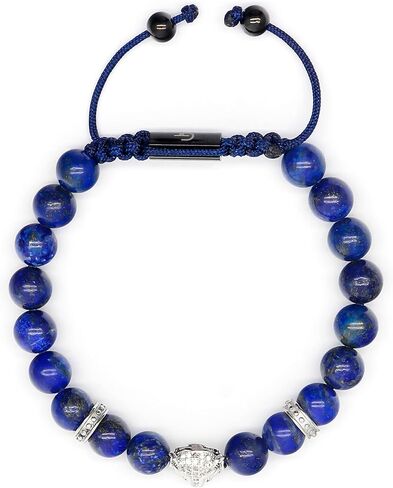 أساور مطرزة بنقش النمر مصنوعة يدويًا للرجال من مجموعة جي تي - أساور من الحجر الطبيعي - سوار رجالي مع خرزة النمر من الفولاذ المقاوم للصدأ، وسلك قابل للتعديل، وأحجار كريمة قوية in Kuwait